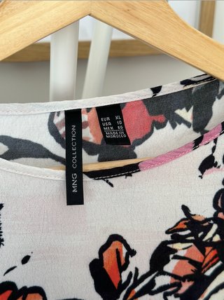 Blusa Mango Estampada Flores Talla XL