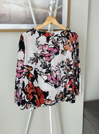 Blusa Mango Estampada Flores Talla XL