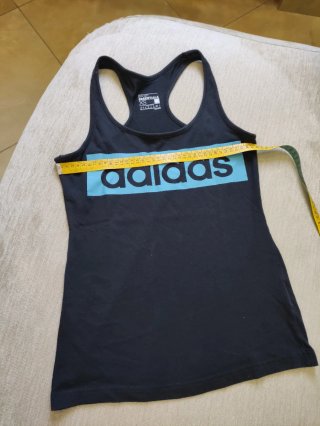 Canotta Adidas donna nera con logo blu XS