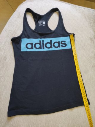 Canotta Adidas donna nera con logo blu XS