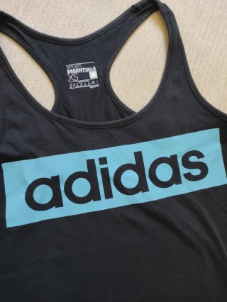 Canotta Adidas donna nera con logo blu XS