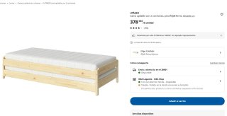 Cama apilable IKEA UTÅKER + 2 colchones 80x200