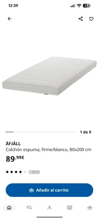 Cama apilable IKEA UTÅKER + 2 colchones 80x200