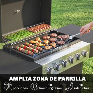 Barbacoa Gas 6 Quemadores con Termómetro