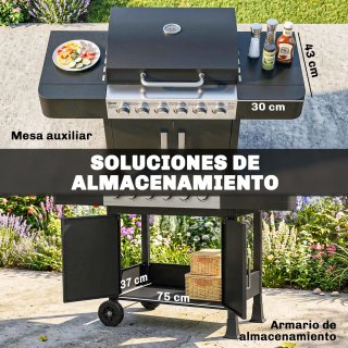 Barbacoa Gas 6 Quemadores con Termómetro