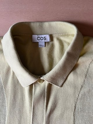 COS 100% Wool Knitted Polo Cardigan – Soft Lemon
