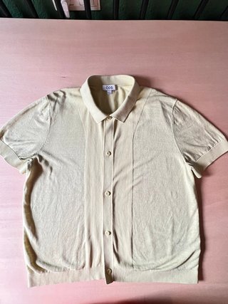 COS 100% Wool Knitted Polo Cardigan – Soft Lemon