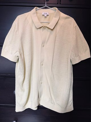 COS 100% Wool Knitted Polo Cardigan – Soft Lemon