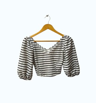 Top manga larga blanco y negro Zara mujer Talla S