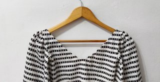 Top manga larga blanco y negro Zara mujer Talla S