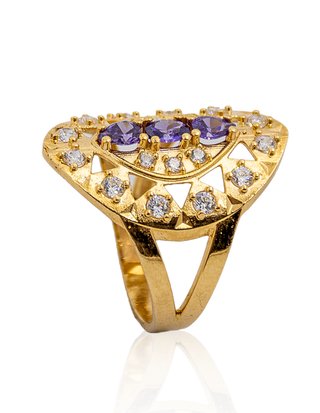 Anillo lanzadera piedra lila oro 18k - ref.14500