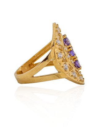 Anillo lanzadera piedra lila oro 18k - ref.14500