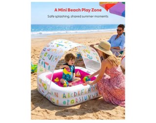 Piscina infantil hinchable con toldo.