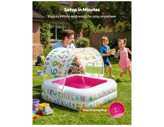 Piscina infantil hinchable con toldo.
