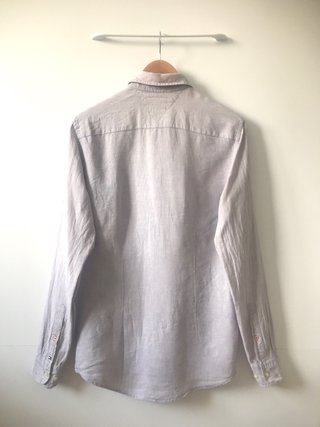 Tommy Hilfiger Camisa Lino Hombre S Gris
