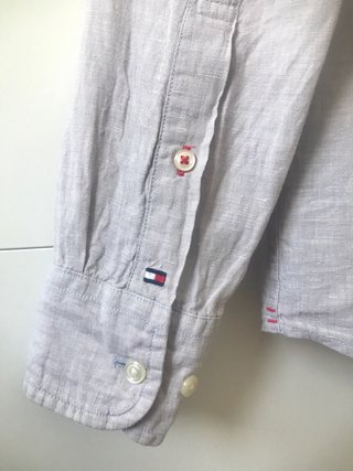 Tommy Hilfiger Camisa Lino Hombre S Gris