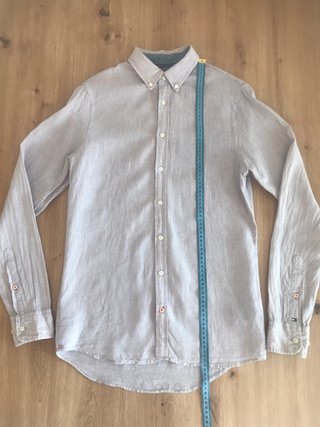Tommy Hilfiger Camisa Lino Hombre S Gris