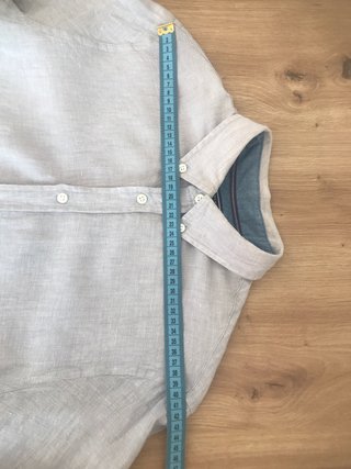 Tommy Hilfiger Camisa Lino Hombre S Gris