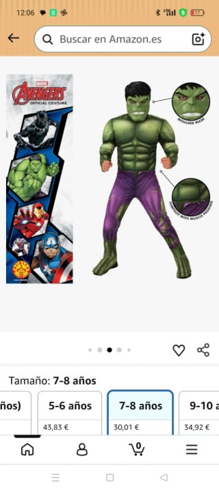 Disfraz Hulk Talla 7-8 años