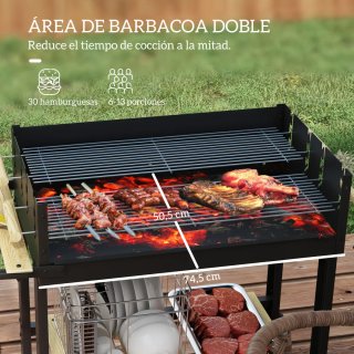 Barbacoa Carbón 113x53.5x82.5cm 2 Parrillas
