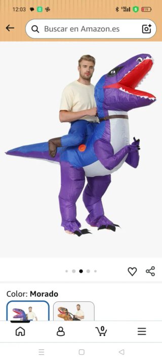 Disfraz de dinosaurio inflable