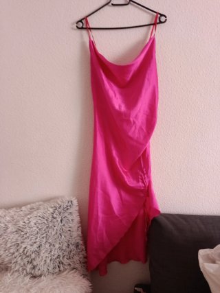 Vestido fiesta rosa tirantes satinado