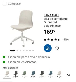 Silla de escritorio Langfall de IKEA azul.
