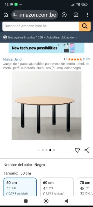 Juego 4 Patas Mesa Jahof Negra Metal, nuevas