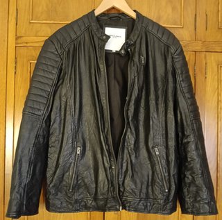Cazadora Piel Negra Jack & Jones Talla XL