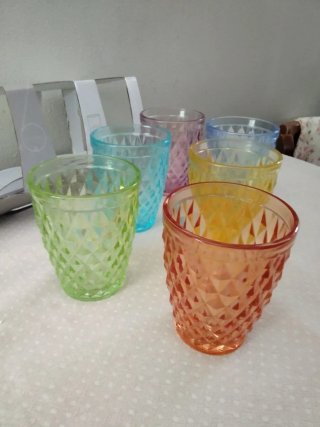 Set 6 Bicchieri Vetro Colorati