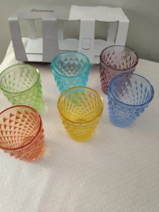 Set 6 Bicchieri Vetro Colorati