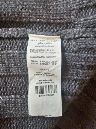 Cardigan Selected Homme Gris Talla M