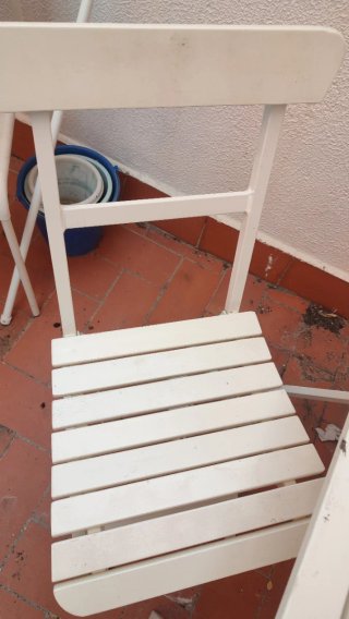 Mesa y 2 Sillas Plegables Madera Blanca