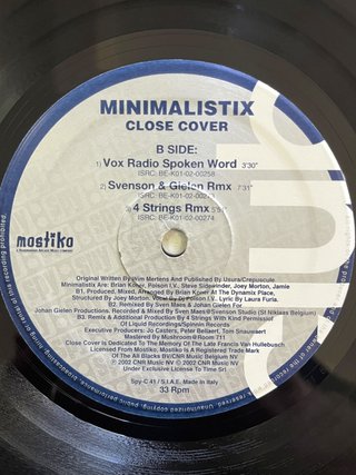 Minimalistix Close Cover Vinile Techno Trance