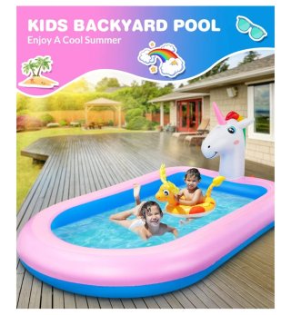 Piscina hinchable infantil unicornio con chorros.