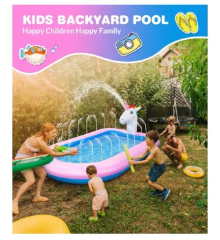 Piscina hinchable infantil unicornio con chorros.