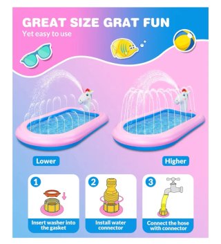 Piscina hinchable infantil unicornio con chorros.