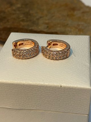 Pendientes Aro Pandora Baño Oro Rosa