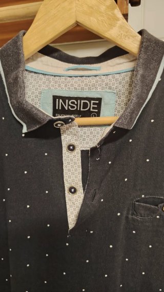 Polo Hombre Inside Negro Lunares