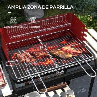 Barbacoa Carbón con Ruedas y Parrilla Ajustable