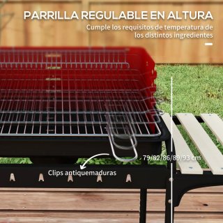 Barbacoa Carbón con Ruedas y Parrilla Ajustable
