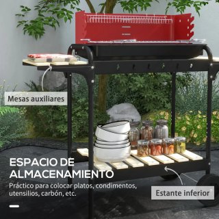 Barbacoa Carbón con Ruedas y Parrilla Ajustable