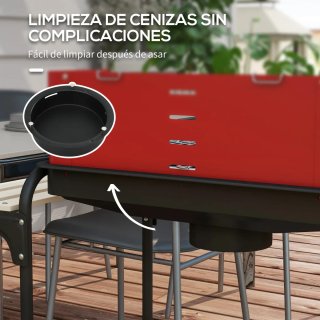 Barbacoa Carbón con Ruedas y Parrilla Ajustable