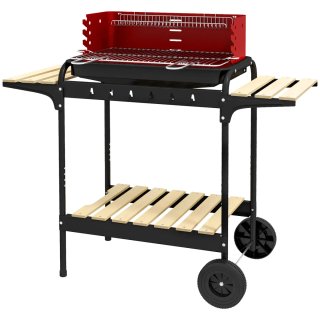 Barbacoa Carbón con Ruedas y Parrilla Ajustable