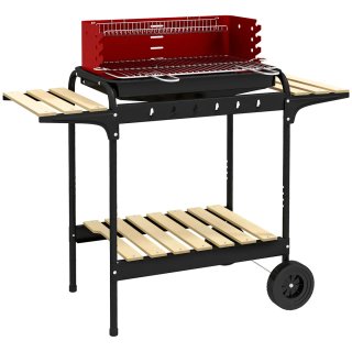 Barbacoa Carbón con Ruedas y Parrilla Ajustable