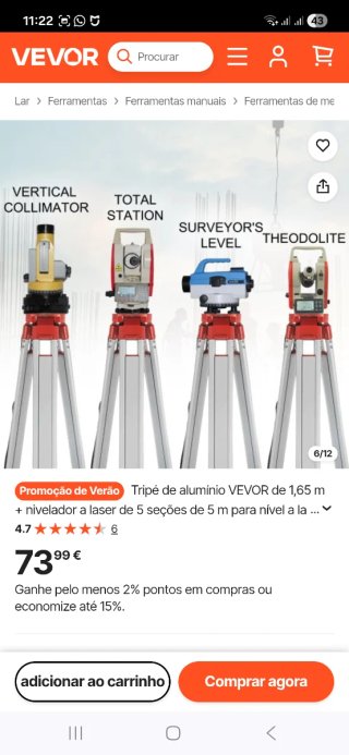 Tripé de alumínio VEVOR 1,65m