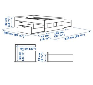 Cama Brimnes Blanca con Almacenamiento 140x200