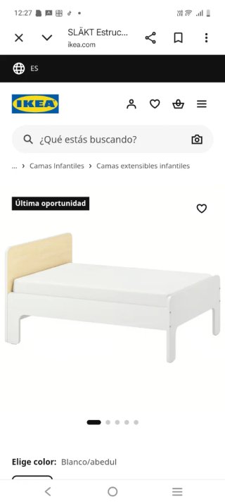 Cama extensible IKEA blanca, desmontada.