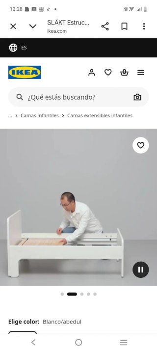 Cama extensible IKEA blanca, desmontada.