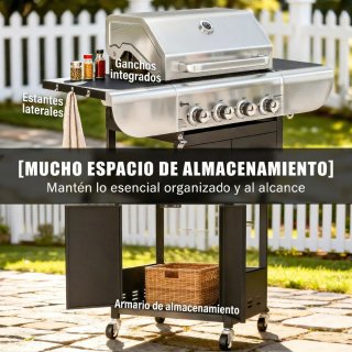 Barbacoa Gas 4 Quemadores 12,8 kW
